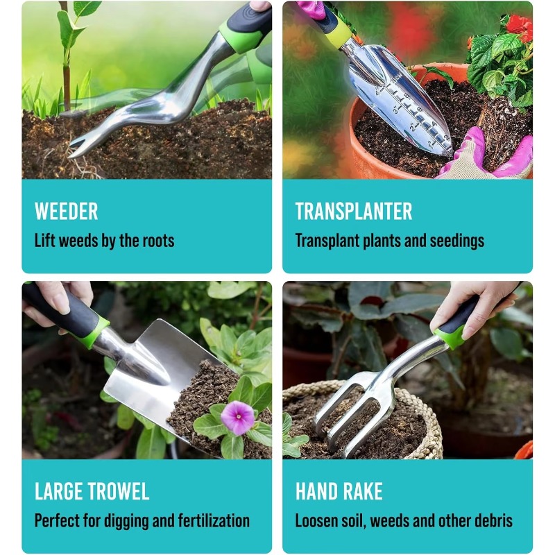 9 Pcs Ergonomic Garden Tool Se - огляд і ціна Trowel Garden Tools